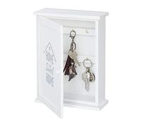 Relaxdays Caja de Madera para Llaves, Sweet Home, Estilo Casa de Campo, para Colgar, Armario de 29x22x8 cm, Blanco, Tablero de Fibras