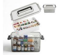 Relaxdays Caja de medicamentos, 8 Compartimentos, Bandeja extraíble, Caja de botiquín, plástico, 17 x 29 x 21 cm, Transparente