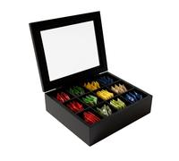 Relaxdays Caja de té 12 compartimentos negro,transparente