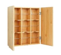 Relaxdays Caja de té, 9 compartimentos, bambú, HBT: 31 x 26,5 x 7 cm, para bolsas de té, montaje en pared, natural.