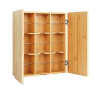 Relaxdays Caja, 9 Compartimentos, bambú, HBT: 31 x 26,5 x 7 cm, para Bolsas de té, Montaje en Pared, Natural, Acero Inoxidable, 31 x 26.5 x 7 cm