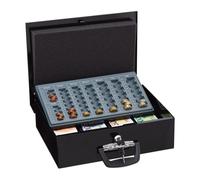 Relaxdays Caja de Dinero con Contador de Monedas, Cerradura con Llaves, de Hierro, 11,5 x 36 x 28,5 cm, Negro
