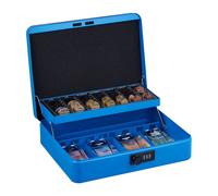 Relaxdays Caja dinero euros con clave numérica azul,negro,plata