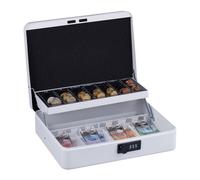 Relaxdays Caja dinero euros con clave numérica blanco,negro,plata