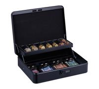 Relaxdays Caja dinero euros con clave numérica negro,plata