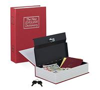 Relaxdays Caja Fuerte de Acero camuflada como Diccionario inglés, con 2 Llaves, 24 x 15,5 x 5,5 cm, Color Rojo, 5.5x15.5x24 cm