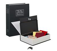 Relaxdays 10020800_46 Caja Fuerte Libro con Cerradura Combinación, Acero, Negro, 27 x 20 x 6.5 cm, 27x20x6.5 cm