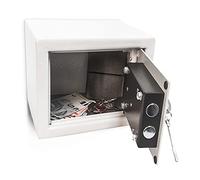 relaxdays 10010086 Caja Fuerte Pequeña, 2 Llaves, Acero Macizo, Mini Safe Cierre Doble Pestillo, 17 x 23 x 17 cm, Gris Claro