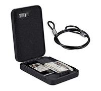 Relaxdays Caja Fuerte Portátil Seguridad, Cerradura Combinación, Coche o Viaje, Cable de Acero, 4,5 x 17 x 24 cm, Negro, Gomaespuma, 4.5 x 17 x 24 cm