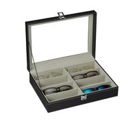 Relaxdays Caja gafas con 8 compartimentos negro,transparente,gris