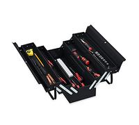 Relaxdays Caja Herramientas Vacía, 5 Compartimentos, Maletín Organizador Tornillos y Brocas, Metal, 21x53x20 cm, Negro