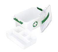 Relaxdays Caja Medicamentos, para Botiquín de Primeros Auxilios y Medicinas, Plástico, 14,5 x 30 x 20 cm, Blanco/Verde