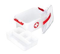 Relaxdays Caja Medicamentos para Botiquín de Primeros Auxilios y Medicinas, Plástico, 14,5 x 30 x 21 cm, Blanco