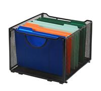 Relaxdays Caja metálica para carpetas negro