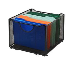 Relaxdays Caja metálica para carpetas negro