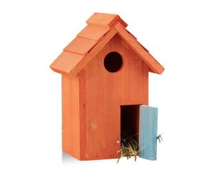 Relaxdays Caja nido de madera naranja