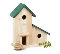 Relaxdays Caja Nido Grande, Madera, Verde, 5 x 26 x 12 cm, 30