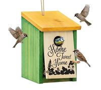Relaxdays Caja Nido Pájaros, Casa Gorriones, Diseño Home Tweet Home, Madera, 21,5 x 12 x 15,2 cm, Rojo y Verde
