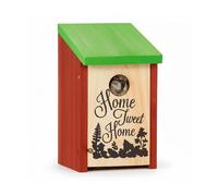 Relaxdays Caja nido para pájaros Home Tweet Home verde,marrón claro,rojo
