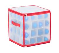 Relaxdays Caja organizadora adornos de Navidad blanco,rojo,transparente