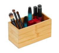 Relaxdays Caja Organizadora Bambú, Caja Almacenaje Rectangular sin Tapa, 9,5x18x9 cm, Caja Bambú Cocina, Baño, Natural