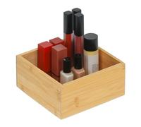 Relaxdays Caja Organizadora Bambú, Caja Almacenaje Baja sin Tapa, 7 x 15 x 15 cm, Caja Cocina, Baño, Oficina, Natural