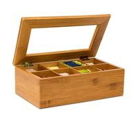 Relaxdays Caja organizadora té 6-8 compartimentos marrón claro