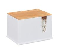 Relaxdays Porta Cotton Fioc Caja Bastoncillos de Algodón, Acrílico, Cajita con Tapa, Dispensador para Palitos Oídos, Blanco/Natural, Large