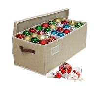 Relaxdays Caja para Bolas de Navidad, 96 Unidades, poliéster y cartón, 26 x 66.5 x 33 cm, Beige