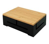Relaxdays Caja para Cables, gestión de Cables y ventilación, Negro | 11 x 32 x 22 cm, oculta enchufes, bambú