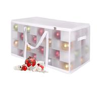 Relaxdays Weihnachtskugel Aufbewahrungsbox Almacenamiento Navidad, 128, Altura de 37 x 73 x 36 cm, plástico, cartón, Caja de Bolas, Fieltro, Blanco y Transparente, Extra-Large
