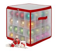 Relaxdays Caja para guardar bolas navideñas rojo,transparente