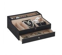 Relaxdays Caja para joyas crema,negro