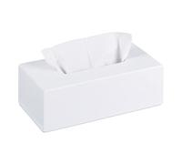 Caja de pañuelos Relaxdays de bambú, caja de pañuelos con fondo deslizante, caja de pañuelos para pañuelos, 7,5 x 24 x 12 cm, blanca 10023252