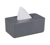 Relaxdays Caja para Pañuelos con Tapa Bambú, Dispensador Toallas Papel, Baño, Moderno, 10x23x13cm, Plástico, Gris, 10x23x13 cm