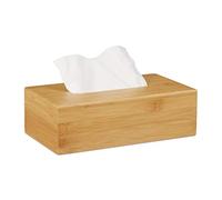 Relaxdays, 8,5 x 27,5 x 15,5 cm Caja para pañuelos, Dispensador de toallitas desmaquillantes, Bambú, Marrón, 5 cm