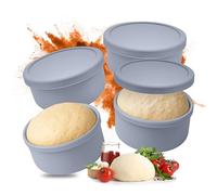 Relaxdays Caja para Pizzaballs, Set de 4, Silicona, hasta 350 g de Masa, Apta para congelador, 6,5 x 14,5 cm, Azul