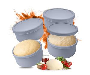 Relaxdays Caja para Pizzaballs, Set de 4, Silicona, hasta 350 g de Masa, Apta para congelador, 6,5 x 14,5 cm, Azul