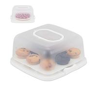 Relaxdays Caja para tartas Partybutler, blanco/transparente | Para tartas y muffins, apta lavavajillas, 16x34x32,5 cm