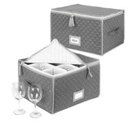 Relaxdays caja para vajilla, set 2, 12 vasos/caja, gris | (Al x An x Fon): 25,5 x 40,5 x 33 cm, etiquetas, caja vasos