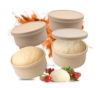 Relaxdays Caja Pizzaballs, Set de 4, Silicona, hasta 350 g Masa, congelable, 6,5×14,5 cm, con Tapa, Beige