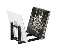 Relaxdays Caja vinilos, Mueble Almacenaje LPs, Bambú, 12 Ranuras y Espacio para 50 Discos, 19,5 x 35 x 17 cm, Negro