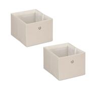 Relaxdays Cajas de Almacenaje Plegables Set de 2, Cajones Tela Pequeños, 16 x 20,5 x 25 cm, Pongotodos, Color Beige