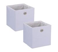 Relaxdays Cajas de almacenaje cuadradas set de 2 blanco,plata