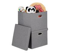Relaxdays Cajas de almacenaje cuadradas set de 4 gris