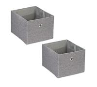 Relaxdays Juego Almacenamiento Cajas de Almacenaje Plegables Set de 2, Cajones Tela Pequeños, 16 x 20,5 x 25 cm, Pongotodos, Color Gris, Papel, 16 x 20.5 x 25 cm