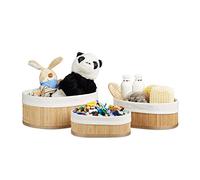 Relaxdays Cajas de almacenaje, Set, 5 x 32 x 22 cm, Cestos ovalados, 12,5x32x22 cm, 3 Uds, Marrón, Poliéster, Redondas
