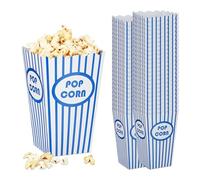 Relaxdays Cajas Palomitas, Set 576, Rayas, Diseño Retro, Accesorios Noche Cine, Cartón, Recipiente Popcorn, Azul/Blanco