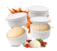 Relaxdays cajas para masa de pizza, 4 unidades, silicona, con tapa | hasta 350 g, aptas para congelador, 6,5x14,5 cm, blancas