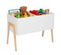 Baúl Infantil Relaxdays, diseño escandinavo, 45 x 60 x 30 cm, MDF, para Libros y Juguetes, baúl Abierto, Blanco/Natural